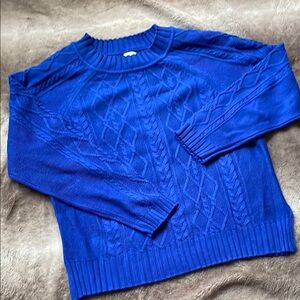 A New Day Blue Crew Neck Cable Knit Sweater